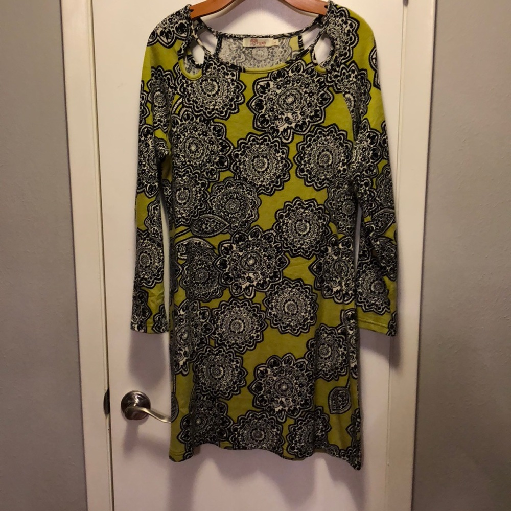 Black and green sweater dress
